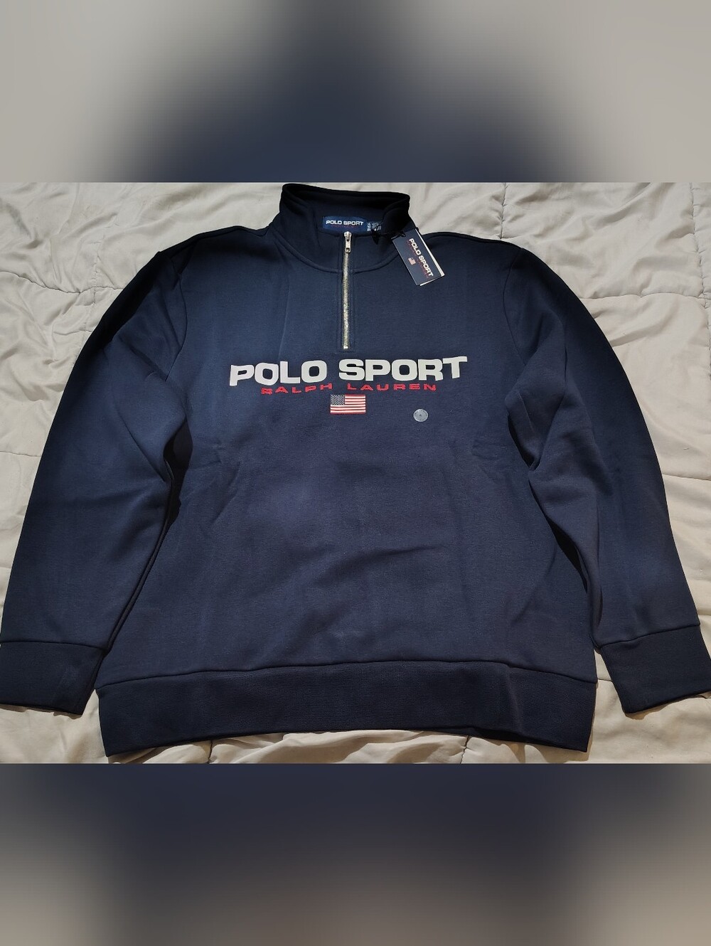 Ralph Lauren Polo Sport Navy Quarter-Zip with Flag Logo Size XL NWT